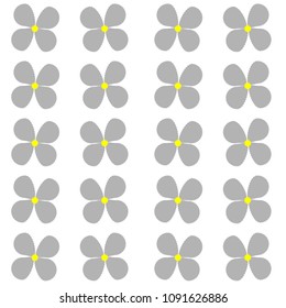 Fresh flower decorative pattern. Vector nature floral iterative pattern isolated on white backdrop. Blossom flowers icon in yellow,  blue and gray colors for book print.