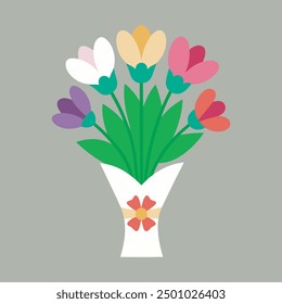 Fresh flowers bouquets Vector illustration