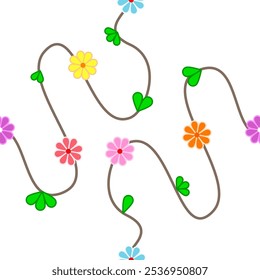 Fresh flowers vector continuous background cute decoration