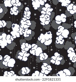 Fresh Fluffy Popcorn Snack Time Vector Graphic Seamless Pattern can be use for background and apparel design