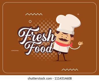 Fresh Food Chef Flat Vector Illustration Design
