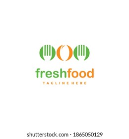 Fresh food Circle and spoon fork logo design icon inspiration	