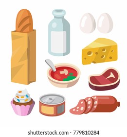 Fresh food and drink. Vector flat design illustration