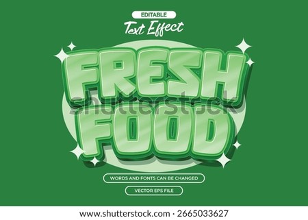 Fresh food editable text effect with green cartoon text style