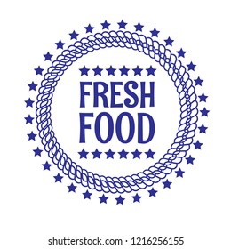 Fresh food emblem, label, badge, logo, icon. premium quality package label. vintage stamp. designed for fresh products 