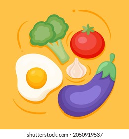 fresh food and fruit design vector illustration for world food day poster.