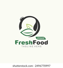 Fresh food logo healthy product badge or label food and drink market, vegan, nature organic premium quality design