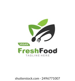 Fresh food logo healthy product badge or label food and drink market, vegan, nature organic premium quality design