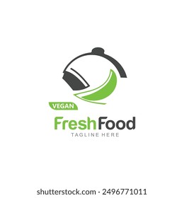 Fresh food logo healthy product badge or label food and drink market, vegan, nature organic premium quality design