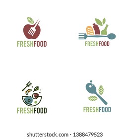 Fresh food logo template. Organic food logo template. Healthy food logo template vector