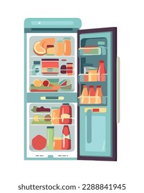 Fresh food in modern fridge isolated