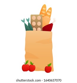 Fresh Food in a paper bag - vector illustration 