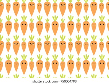 Fresh food. Seamless pattern with cute carrots. All elements are  hidden under mask. Pattern are not cropped and can be edited