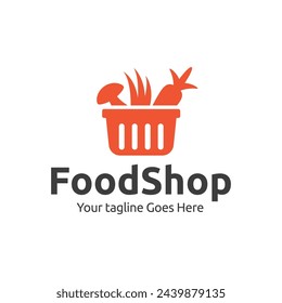 Fresh Food Shopping Logo design vector template. logo concept for shop , supermarket or supermall.