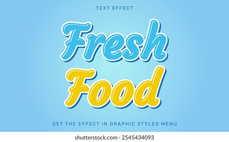 Fresh food text effect template in 3d design