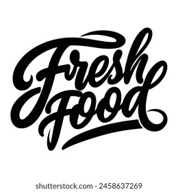 fresh food text lettering black handwritten logo on white