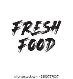 Fresh food typography vector design for health centers, organic and vegetarian stores, poster. Fresh food free vector text. Calligraphic handmade lettering. Vector illustration.