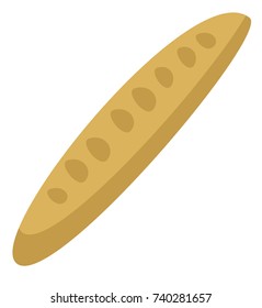 Fresh french bread baguette vector cartoon illustration isolated on white background.