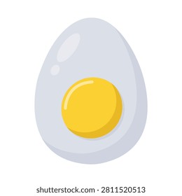 Fresh fried egg with bright yolk healthy breakfast food illustration flat vector isolated on white background nutrition cooking meal concept for menu recipe and restaurant design
