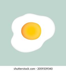 Fresh fried egg isolated on soft turquoise background. Fried egg flat icon.