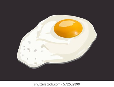Fresh fried egg on a dark background.Vector Illustration.