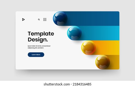 Fresh front page design vector layout. Simple realistic spheres postcard illustration.
