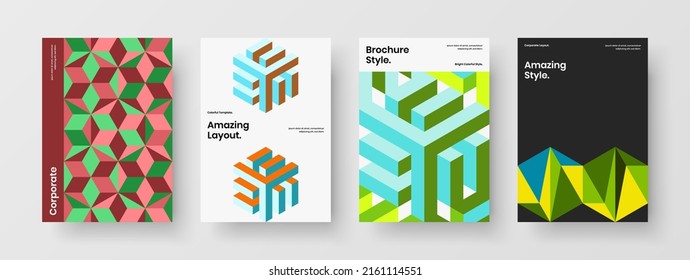 Nuevo conjunto de conceptos de diseño vectorial de portada. Modalidad geométrica moderna de la colección de ilustraciones de portada de la compañía.