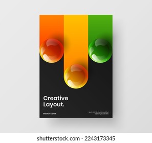 Fresh front page vector design concept. Isolated 3D spheres handbill illustration.
