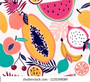 Fresh frouit tropical seamless pattern  illustration