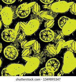 Fresh frouit tropical vector seamless pattern illustration