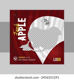 Fresh fruit apple sale social media post or Instagram banner template