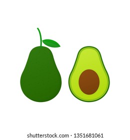 Fresh fruit avocado. Realistic vector avocados illustration. Whole and cut avocado