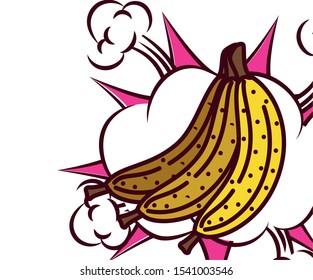 fresh fruit bananas cluster pop art style vector illustration design