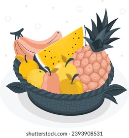 fresh fruit basket illustration vector