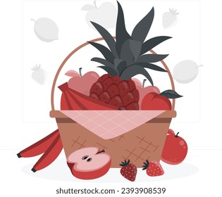 vector de ilustración de cesta de fruta fresca