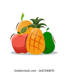 diseño vectorial de dibujos animados de frutas frescas