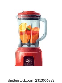 Fresh fruit cocktail blended with electric juicer icon isolated