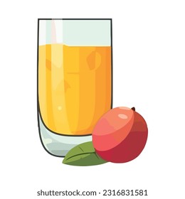 Fresh fruit cocktail in a drinking glass icon isolated