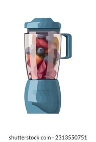 Fresh fruit cocktail in glass blender icon isolated