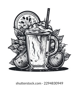 Fresh fruit cocktail, a gourmet summer refreshment icon isolated