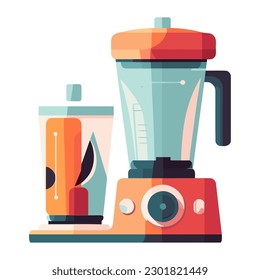 Fresh fruit cocktail in modern blender icon isolated