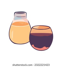 Cóctel de fruta fresca en un icono transparente de vidrio aislado