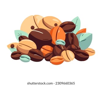 Fresh fruit coffee, a perfect match icon isolated