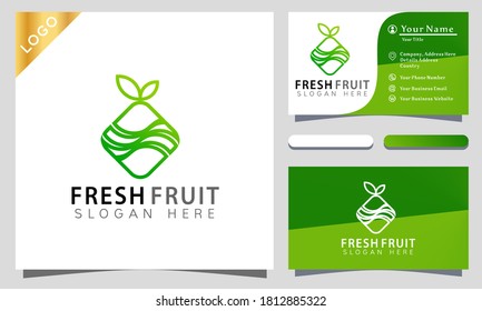 Fresh Fruit colorful Logo Design Vector Illustration Template. modern logo design business card