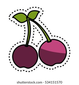 fresh fruit with cut line isolated icon