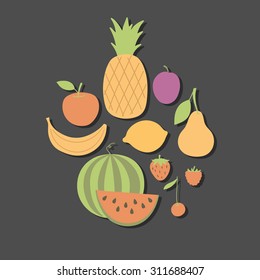 fresh fruit - design concept. Hand drawn vector illustration.