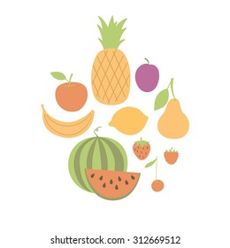 fresh fruit - design concept. Hand drawn vector illustration.