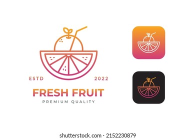 Fresh fruit drink beverage logo design icon illustration. Line gradient graphic vector style