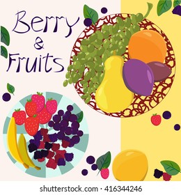 Fresh fruit  flat vector illustration