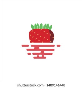 Fresh Fruit Floating strawberry logo design inspiration